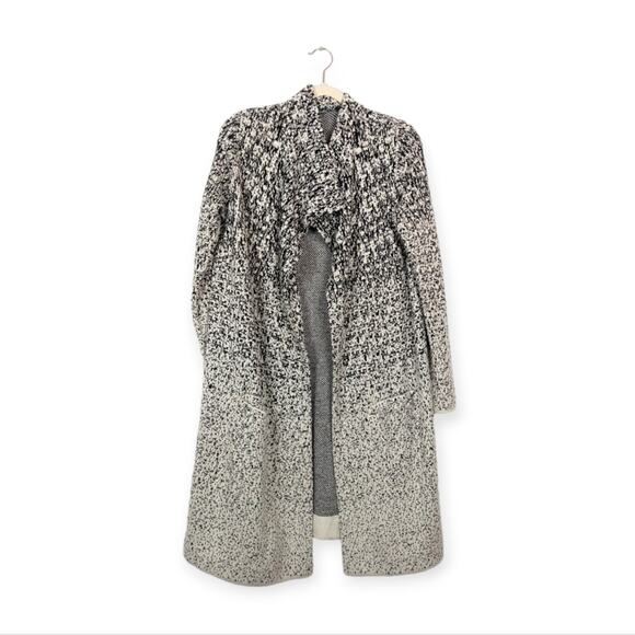 Athleta Dove White & Black Luxe Wool Cashmere Open Front...